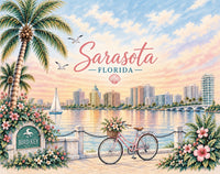 Sarasota Florida Watercolor Canvas Beach Tote | Custom Destination Tote by Strapistry
