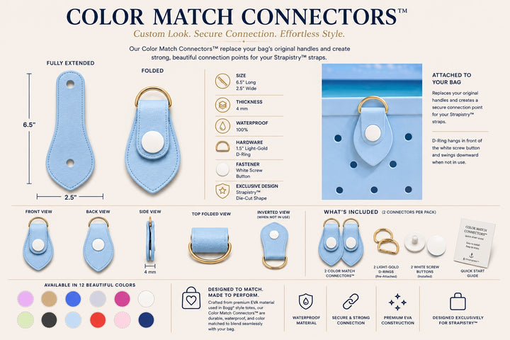 Color Match Connectors — EVA tab with light gold D-ring, by Strapistry