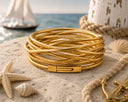 Harbor Wrap in Golden Tide metallic gold