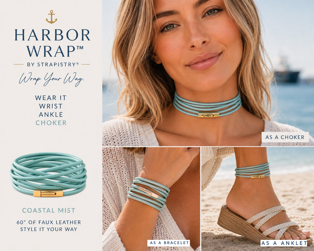 Harbor Wrap worn as choker, bracelet, and anklet