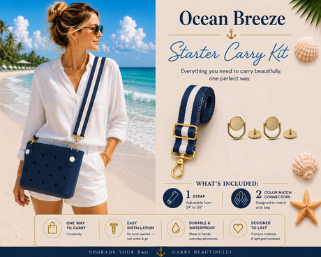 Ocean Breeze navy woven strap with Signature Gold connectors